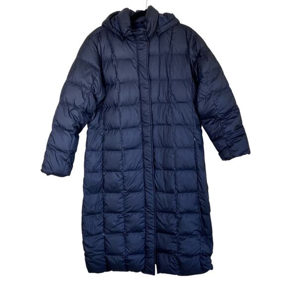 Lands' End Jackets & Blazers - Land's End Sz M Quilted Down Full-length Jacket Black Puffer Winter Coat Hooded